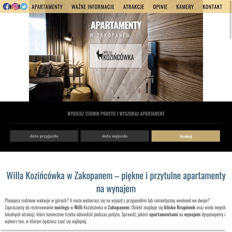 Zakopane noclegi tanie blisko krupówek