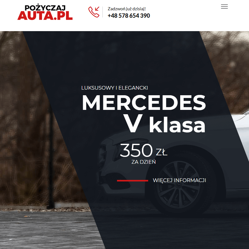 Wynajem mercedes v klasa Brzeg Dolny